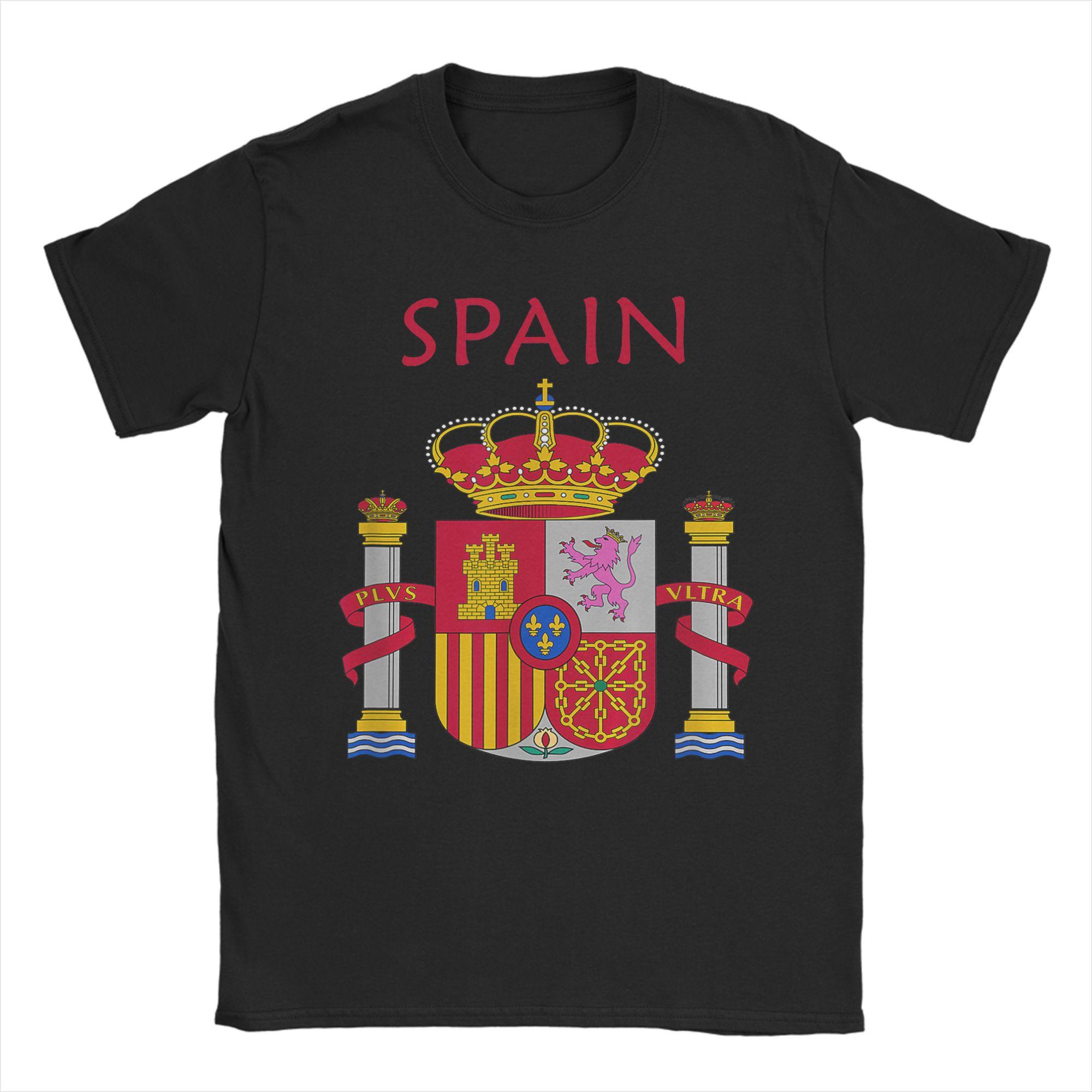 

Men s T-Shirts Spain Coat of Arms Spanish Map Vintage Pure Cotton Tees Short Sleeve T Shirt Round Collar Clothing Gift Idea 5XL різнокольоровий