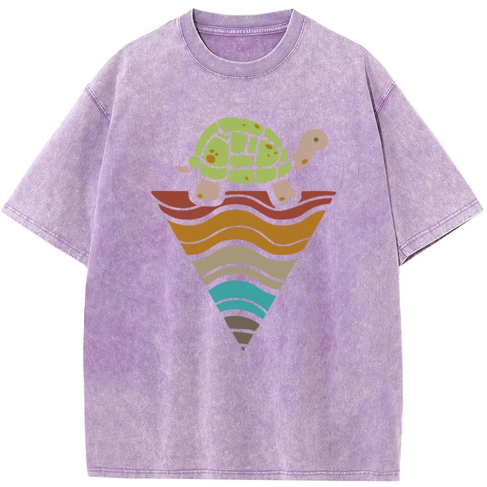 Triangle Turtle Men's Short-Sleeved T-shirt Men Women Casual Oversized T-shirt Vintage Colored Mens T-shirts