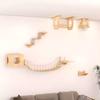 Wall Mounted Wooden Cat Shelves Jumping Furniture Cat Climbing Tree Scratching Post Hammock Stairs Playing Climbing Frame