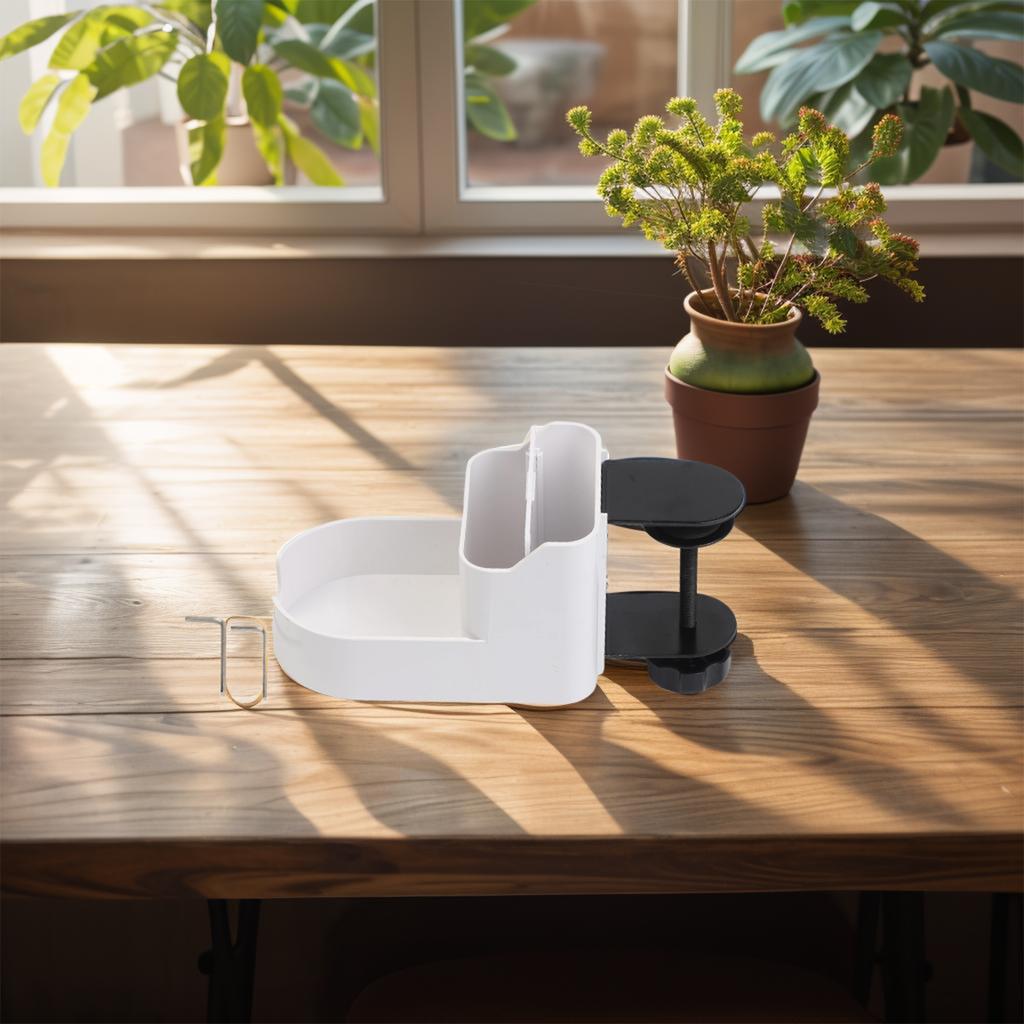 Phone and Cup Organizer Desktop Storage Rack with Adjustable Removable Partition Anti Slip Screw Buckle ABS Carbon Steel