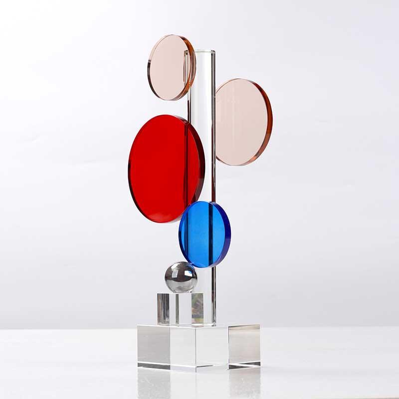 Light Luxury Colorful Circle Crystal Ornaments Designer Creative Furnishings Model Room Living Room Study Home Soft Decorations