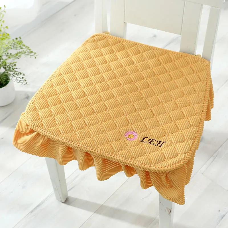 Dining Chair Cushion Four Seasons General Plush Chair Cushion Thickened Anti-slip Strap Stool Cover Cushion