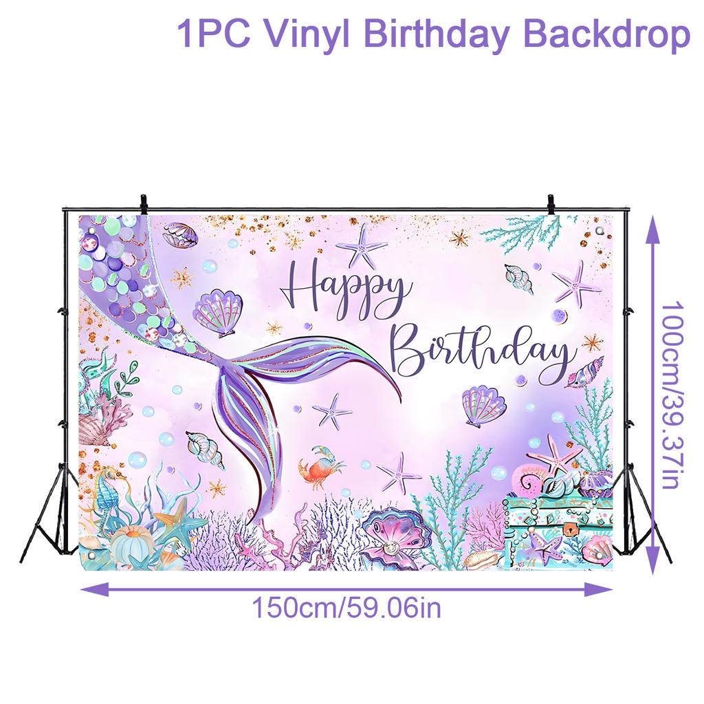 Zestaw naczyń jednorazowych Syrenka Talerze papierowe Kubki Mała Syrenka Dekoracje na przyjęcie urodzinowe Dziewczęce Baby Shower Artykuły imprezowe