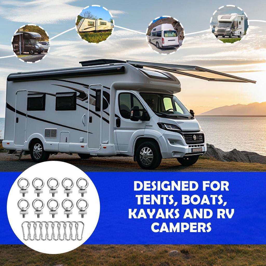 T Track Mount Tie Down Anchors Eyelet Rail Mount Bolt Stainless Steel Secure Kayak Screws Outdoor Parts For Vehicles RV Canoe