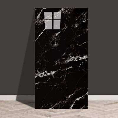 LVSHI Samolepka tapety s imitací dlaždic Vodotěsný panel ve stylu mramoru Odnímatelná předělávací fólie Vzhled kamene Černý lesklý Tlustý 30 cm x 60 cm Kuchyň Koupelna Obklad