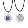 Anime Rotatable Blue Rose Pendant Necklace Lovers Friends Wearing Chain Jewerly Accessory