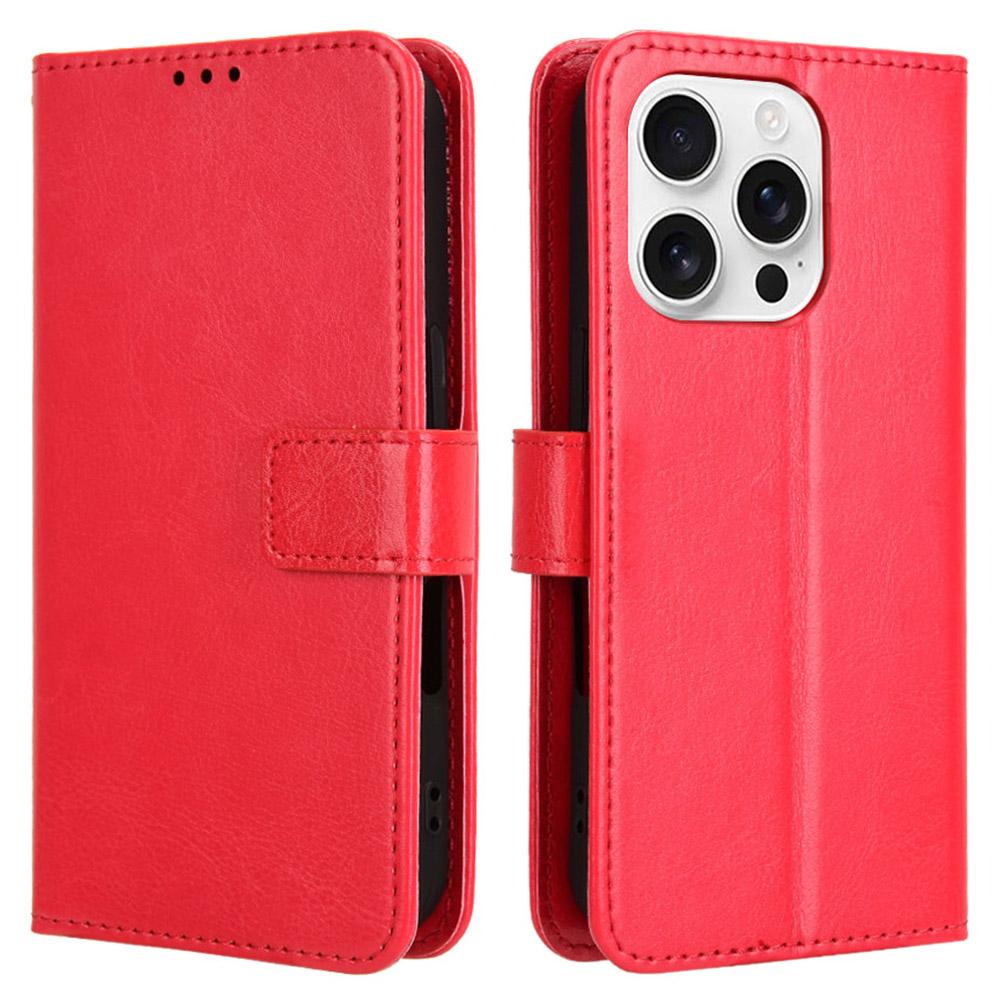 For iPhone 16 Pro Max Case Crazy Horse Texture PU Leather Phone Wallet Cover