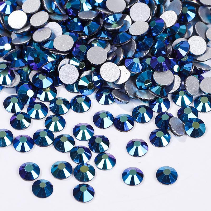 Color Ab Crystal Glass Flat Bottom Drill Round Nail Drill Diy Colorful Nail Jewelry