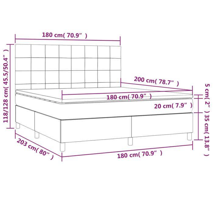VidaXL Sommier à Lattes de Lit avec Matelas et LED, Lit Rembourré, Lit Double, Lit Adulte de Chambre à Coucher Intérieur, 3134898
