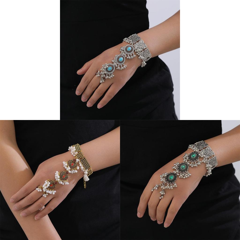 Ethnisch Stil Damen Metall Ring Armband Mit Eingebetteten Kristallen Für Geschenk Reise Souvenir