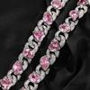 Hip hop pink love infinite chain diamond necklace women's accessories sweet cool ins style Internet celebrity collarbone chain tide