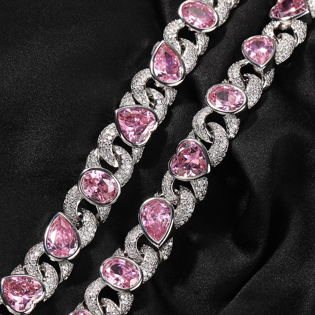 Hip hop pink love infinite chain diamond necklace women's accessories sweet cool ins style Internet celebrity collarbone chain tide