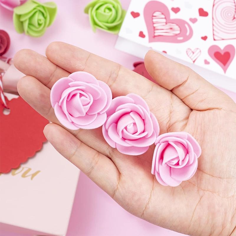 50/100/200Pcs 3.5cm Artificial Flower Foam PE Rose Heads DIY Valentine's Day Roses Wedding Candy Box Decoration Bride Accessory