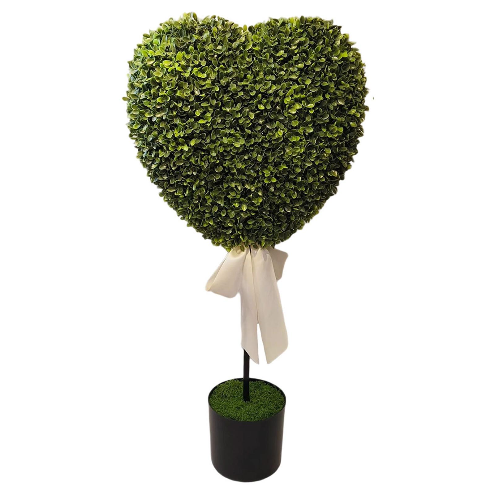 

29in Heart Shaped Faux Boxwood Topiary Tree with Pot and Bow Tie Artificial Tree for Wedding Birthday Valentines Day Anniversary