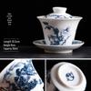 Blue-and-White Ceramic Gaiwan Teacup for Kung Fu Tea