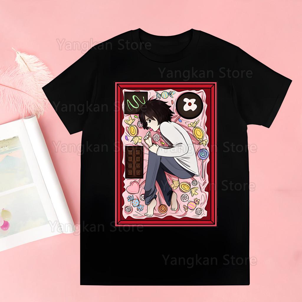 Kira Ryuk Death Note T Shirt Casual Funny Tshirts Kawaii Tees Top Hipster Female Harajuku Short Sleeves Shirts Woman Clothes