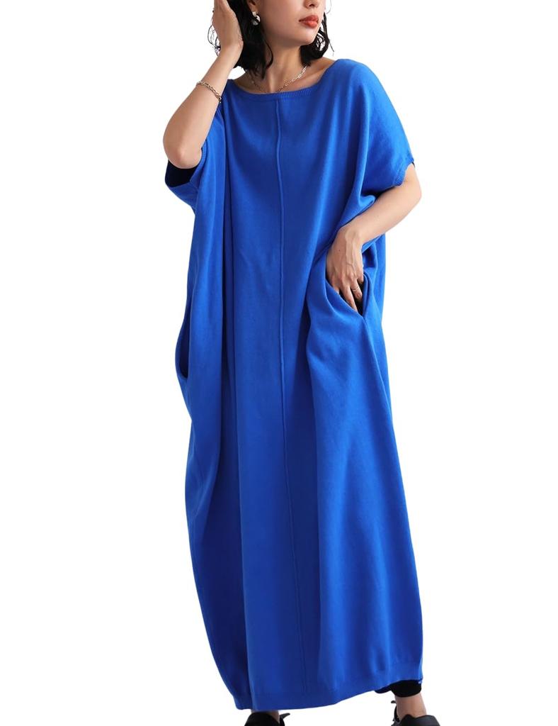 Antiqua Long Dolman Free Size Blue Women's Dress, NA-00444, 32,