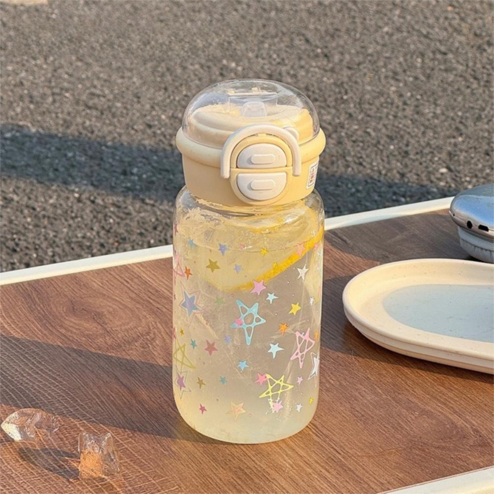 

Plastic Straw Cup Transparent Clear Water Jugs Portable Travel Water Bottle жовтий