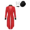 Womens Circus Magician Costume Sequin Tailcoat Long Sleeve Notch Lapel Open Front Design Hat Gloves Bowtie Set