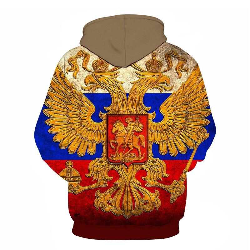 MEFESE Russia Orso Bandiera Russa Felpa con Cappuccio 3D Uomo Donna Moda Casual Pullover Harajuku Streetwear Felpa Oversize VIP6,L