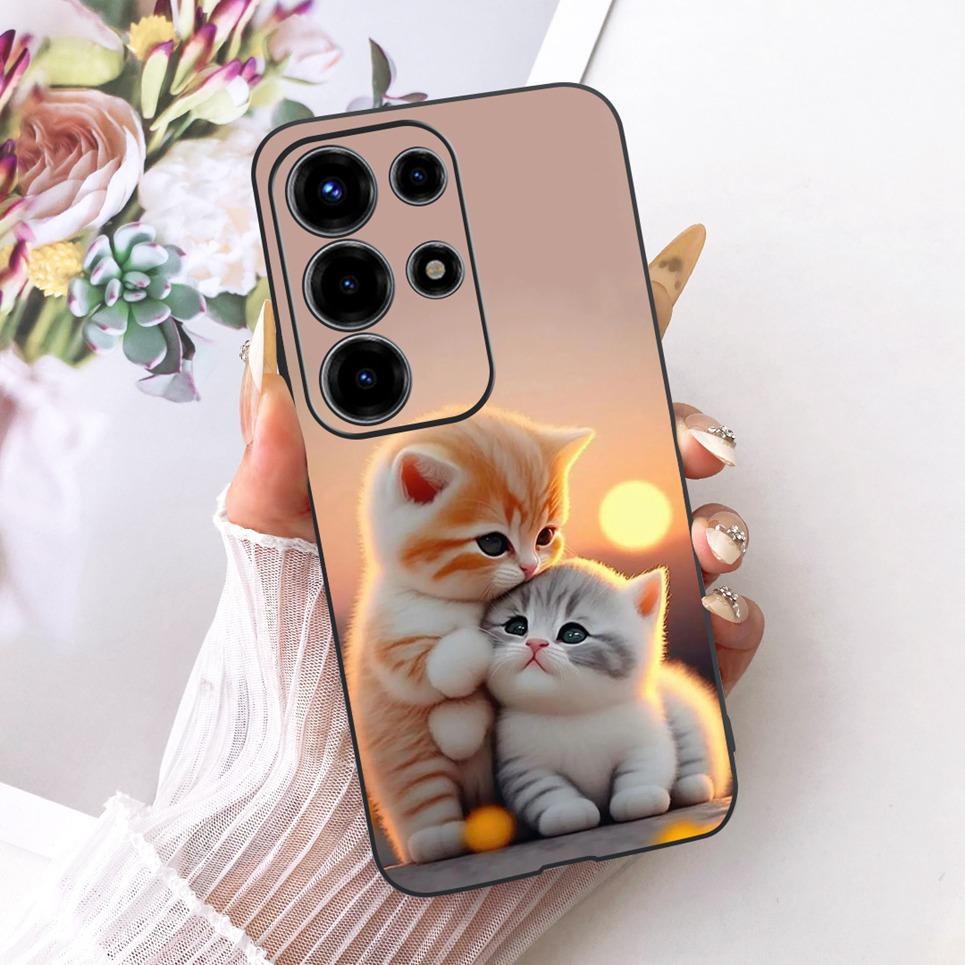 For Itel S26 Ultra Super 26 Ultra Phone Case Cute Cat Dragon Cartoon Design Back Cover Black Soft Silicone Casing S688LN