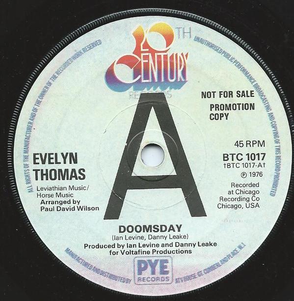 

7-дюймовая пластинка EVELYN THOMAS Doomsday BTC1017 20th Century Re 1976 UK SoulFunk Б/у