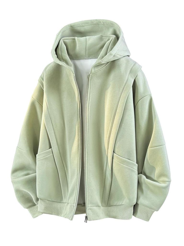 Unisex American-Style Heavy Fleece Hooded Jacket for Autumn/Winter