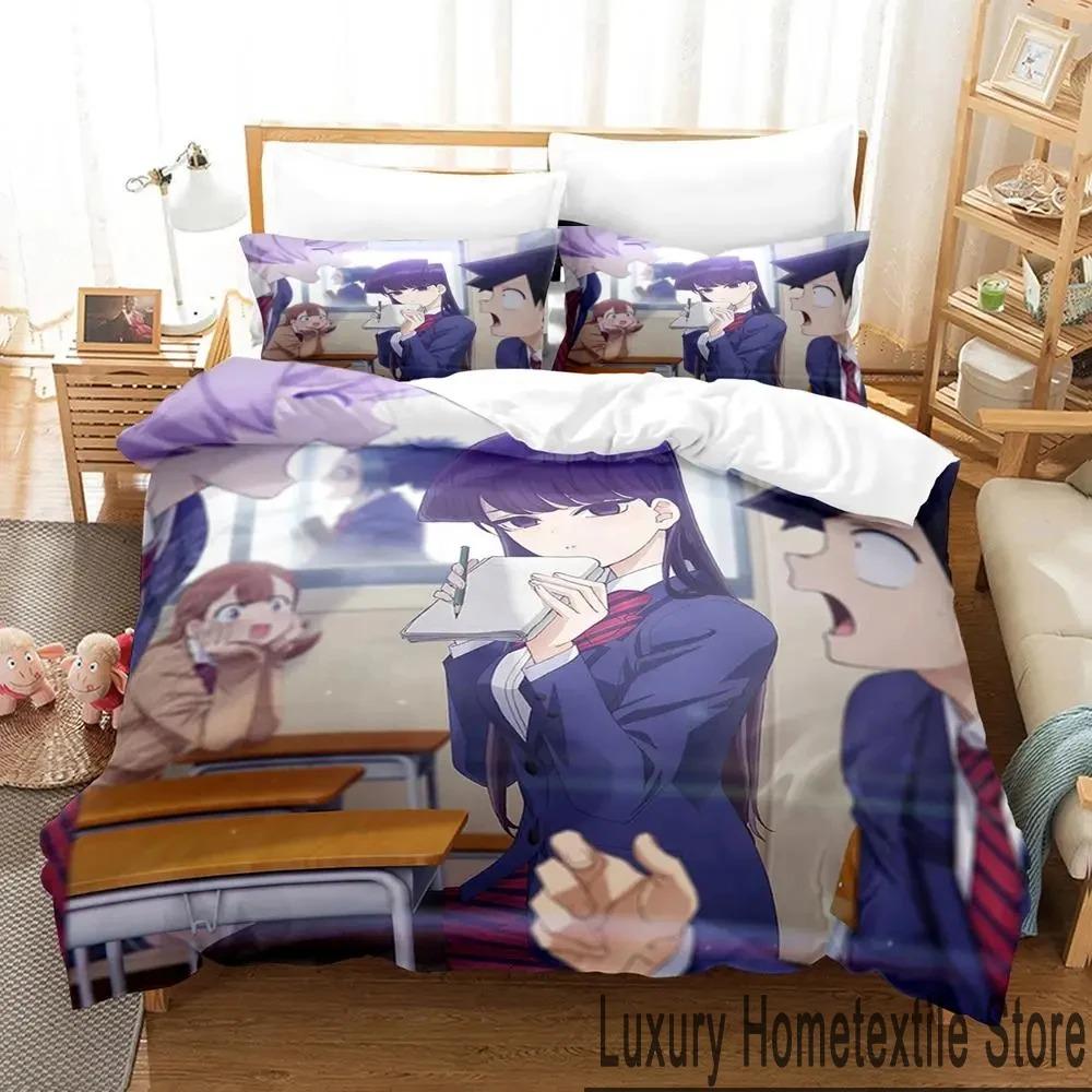 3D Print Anime Komi Cant Communicate Bedding Set Double Twin King Duvet Cover Comforter Pillowcase Boys Girls Adults Bedroom