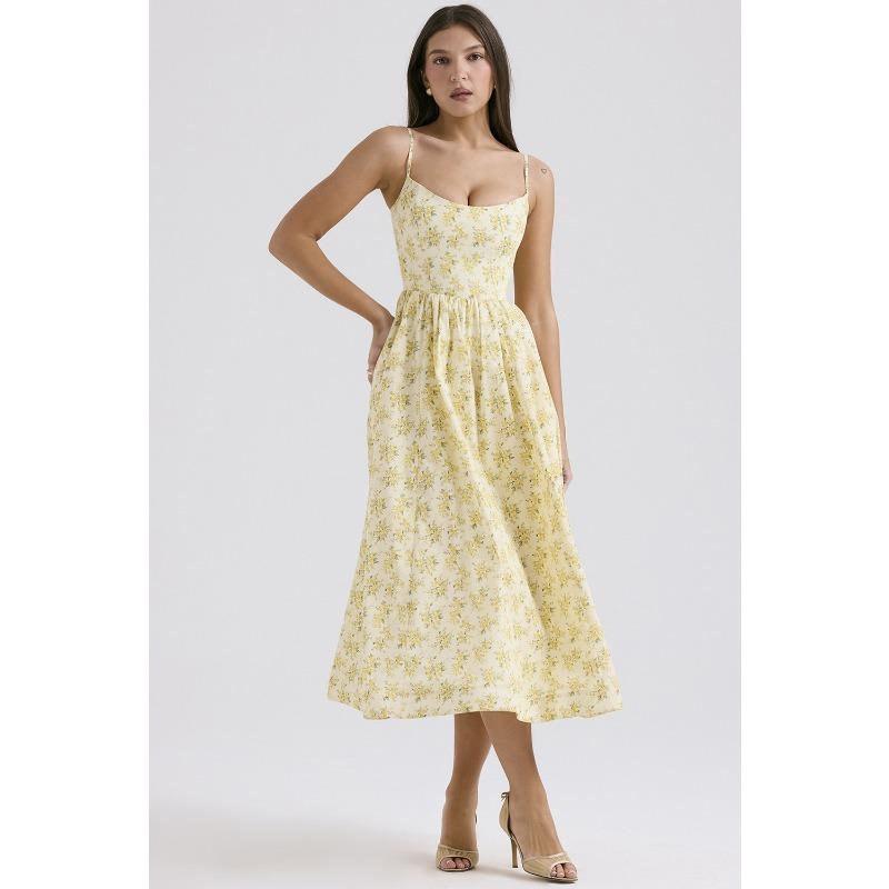 Vestido de Verão Solto com Suspensório Moda Novo Elegante Feminino Sem Mangas Decotado Linha A Vestidos de Festa Simples Cor Sólida Roupas Femininas