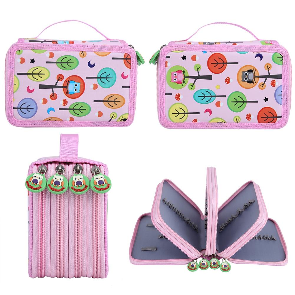 72 Slots Colorful Student Fabric Pen Bag Pencil Pouch Box Sketch Drawing Brush Holder