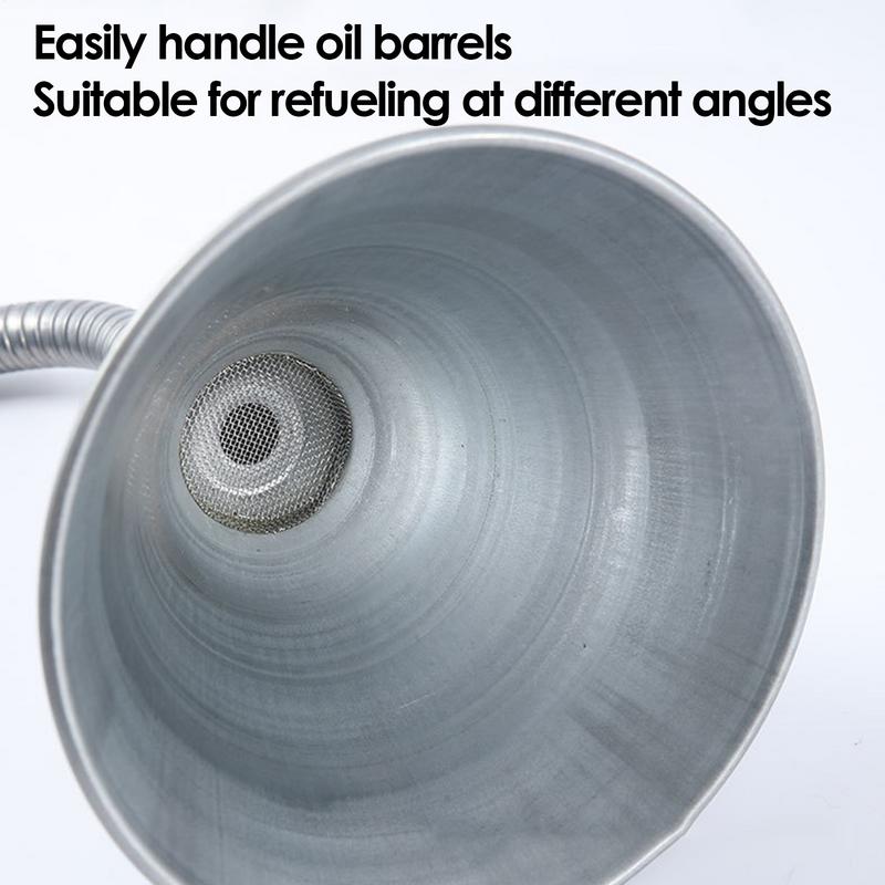 1pcs Iron Refueling Funnel with Filter Screen Flexible Widely Mouth Spillproof for Engine Oil Liquid Fluids Gasoline Motorcycles