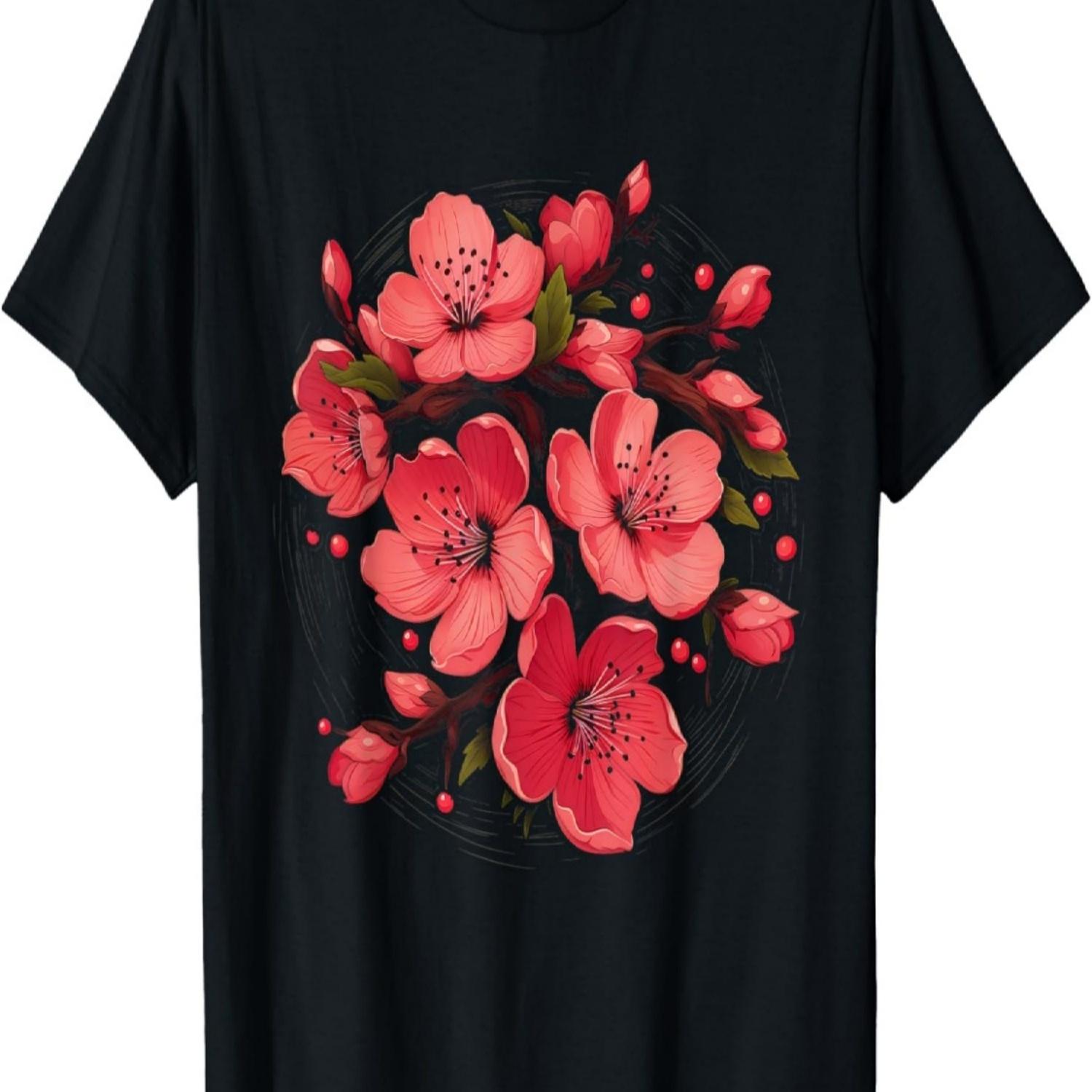 Embrace Spring With Sakura Cherry Blossom Design T-Shirt S чёрный