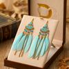 Bohemian Ethnic Feather Tassel Dangle Earrings For Women Trendy Long Beads Indian Drop Earrings Female Vintage Boho Jewelry Gift