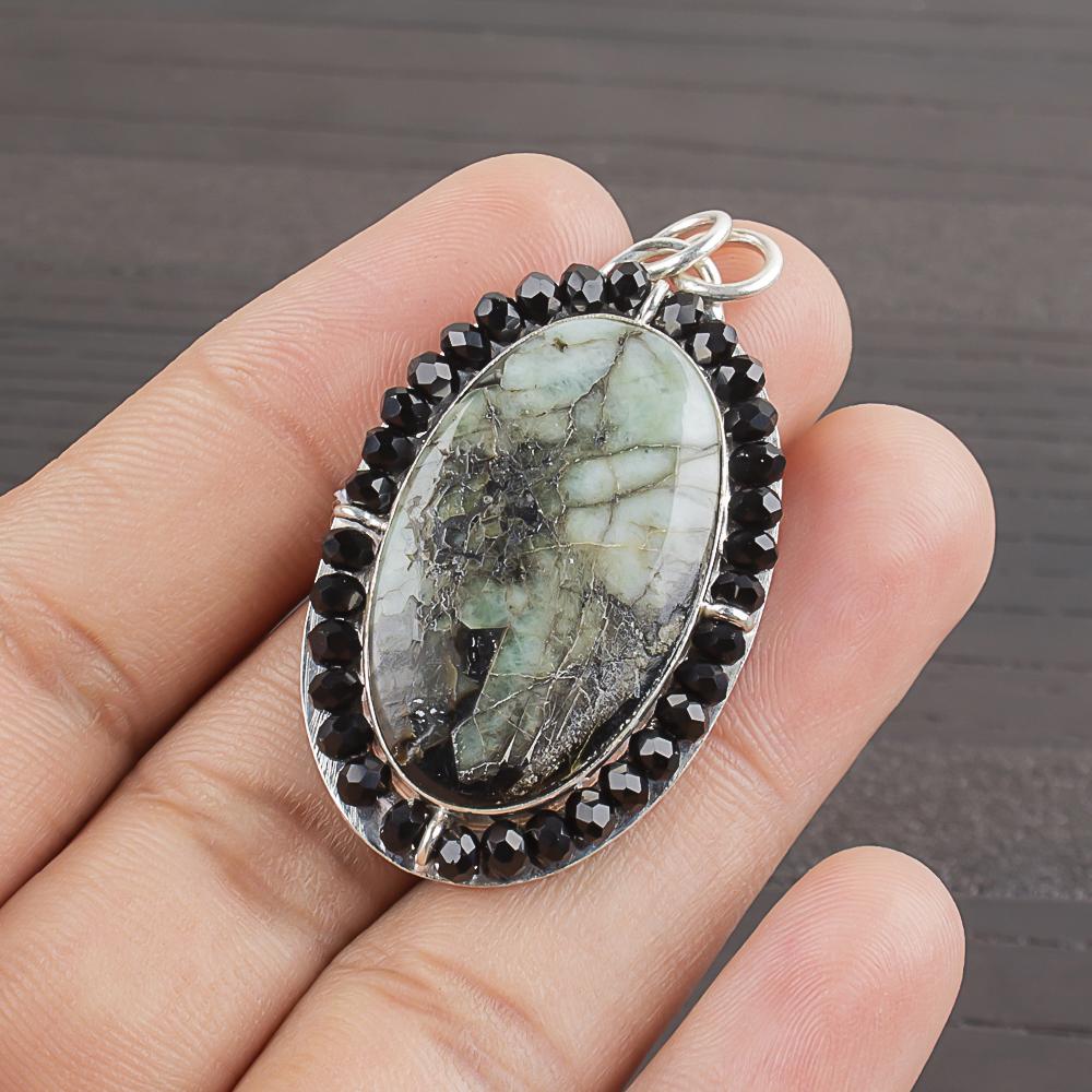 Natural Sakota Mines Emerald Gemstone 925 Sterling Silver Jewelry  Pendant 1.68  AJP-2034