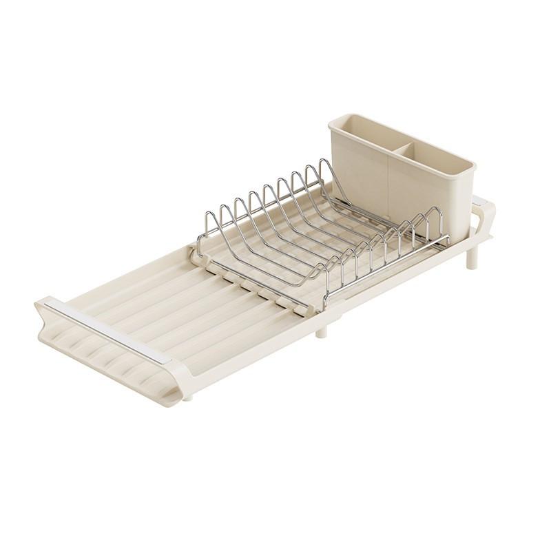 Compact Adjustable Kitchen Dish Drying Rack Countertop Small Space Iron Utensil Organizer With Cutlery Holder