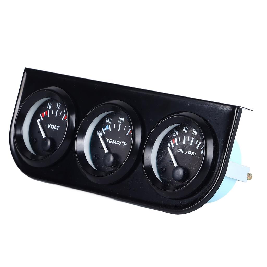 3 In 1 Car Triple Gauge Kit Multifunctional Mechanical Voltmeter Water Temperature Oil Pressure Meter for DC12V Cars