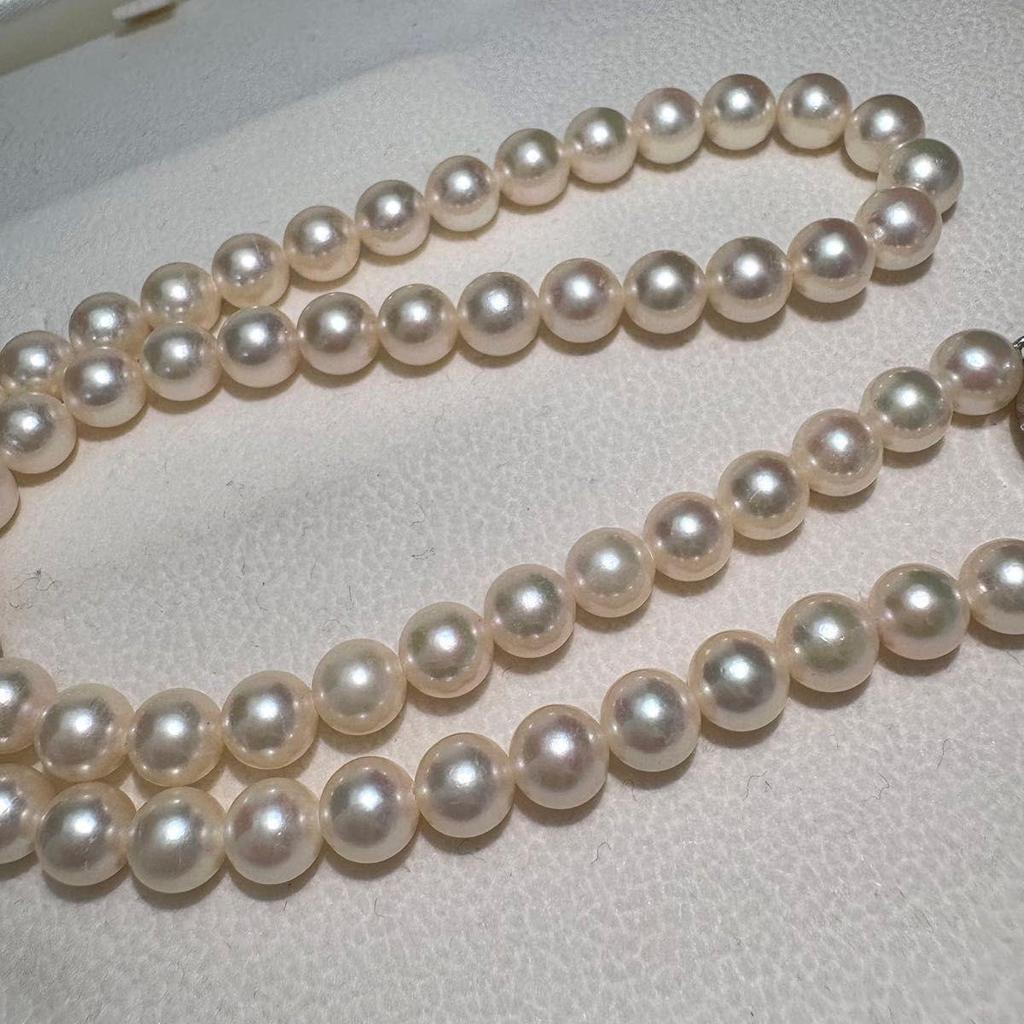Used TASAKI Tazaki Pearl Akoya Pearl Akoya Pearl Necklace 6.5-7mm SILVER Pearl Necklace