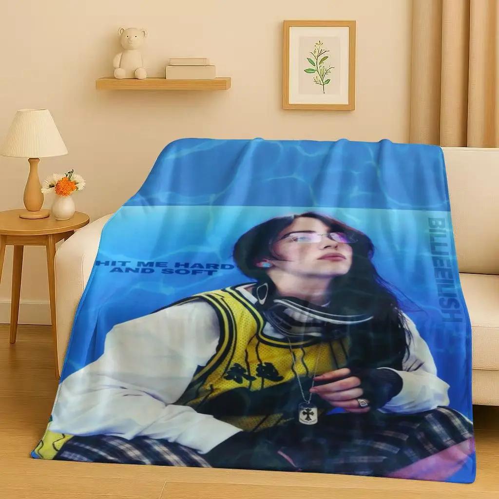 Yeni Billie Eilish Hit Me Hard and Soft Şarkıcısı Flanel Battaniye, Ev Yatak Odası Yatak Kanepe Örtüsü Çocuklar İçin Ultra Yumuşak Sıcak Peluş Battaniye