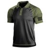 Maglietta POLO casual da uomo, colletto polo, cerniera, manica corta, moda, verde mimetico, uomo