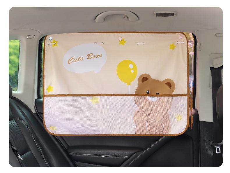 Car Sun Shade UV Protection for Kids Children Front Back Windshiel Curtain Side Window Adjustable Styling Mesh Pocket Storage