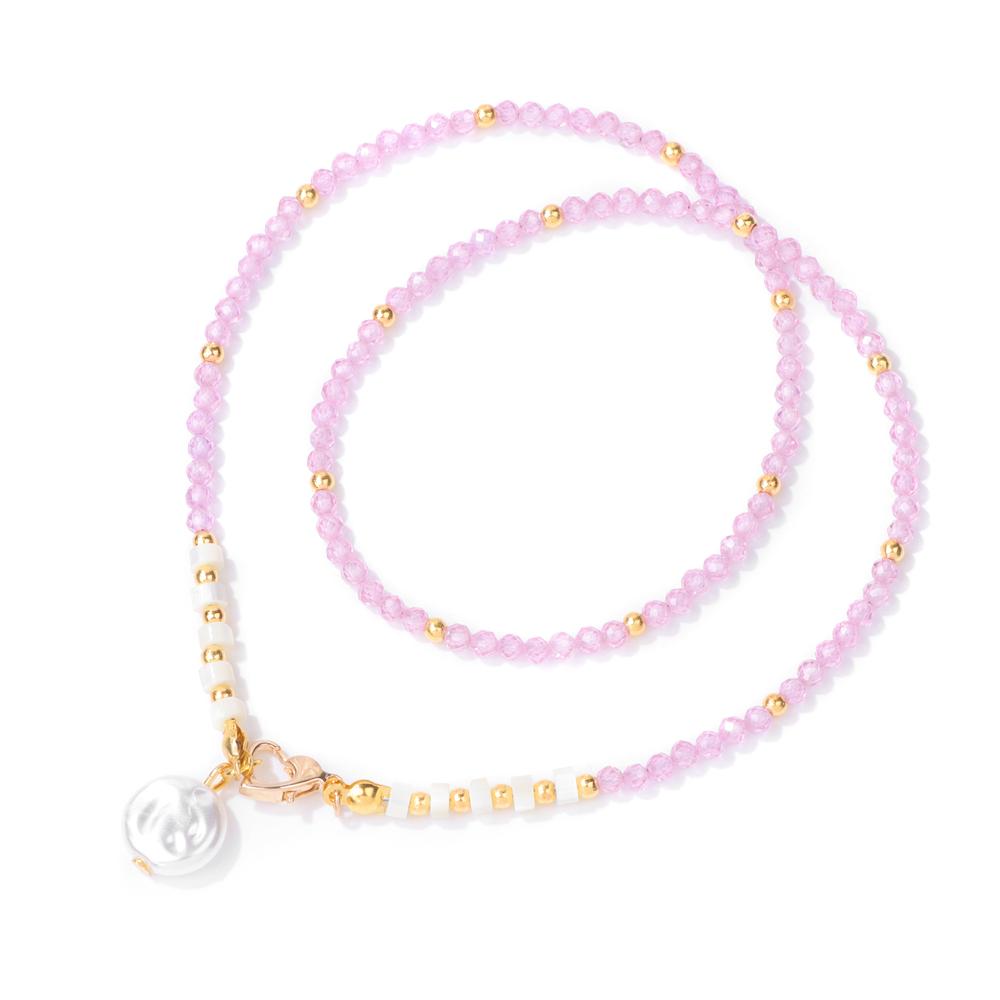 Baroque Pearl Pendant Necklace for Women 3mm Natural Stone Beaded Heart Buckle Necklaces Vintage Wedding Elegant Jewelry Gifts