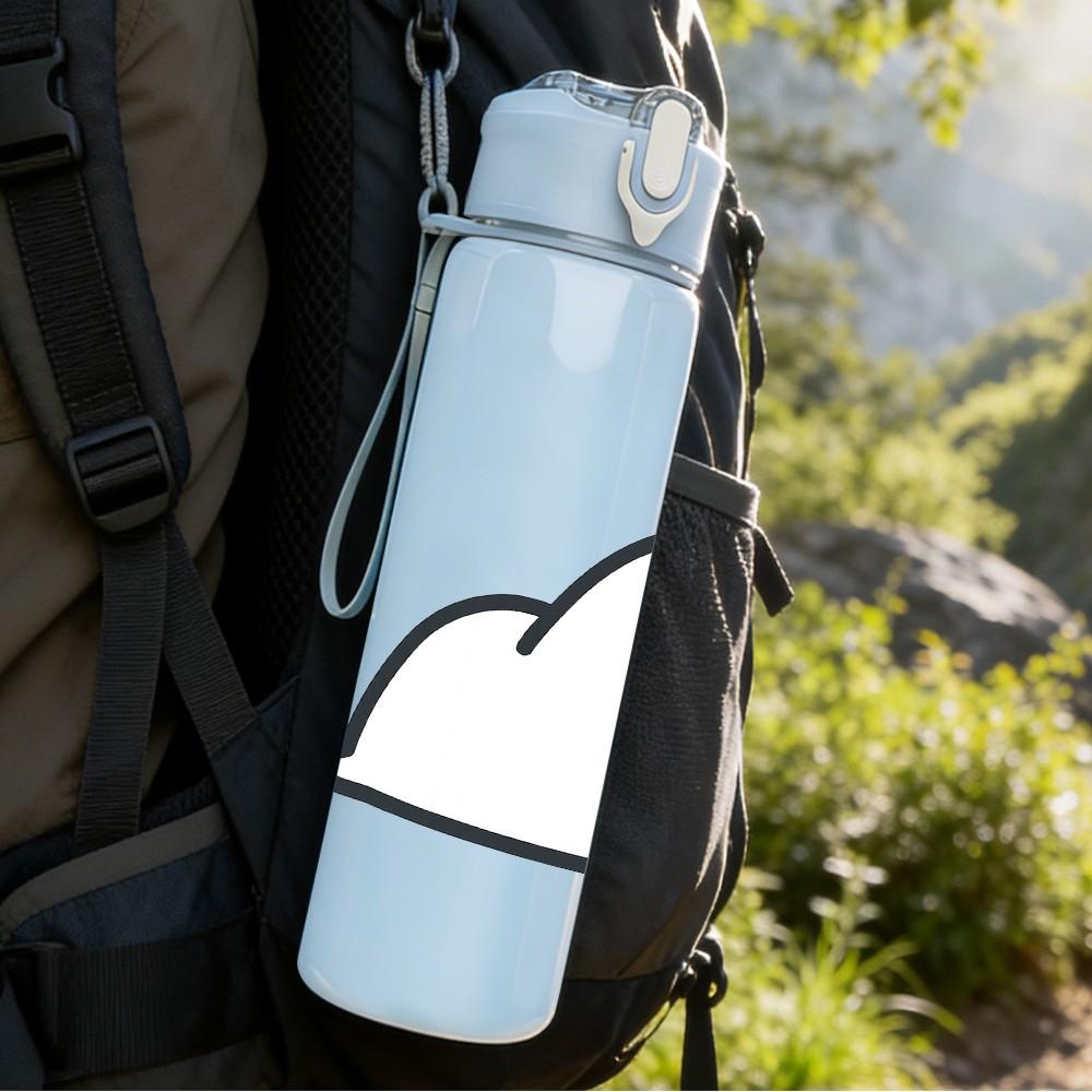 1PC Fluffy Seal Cloud Cartoon 750ml Color Plastic Sports Water Bottle Leakproof Flip Straw Lid Suitable for Sports Office Home Use