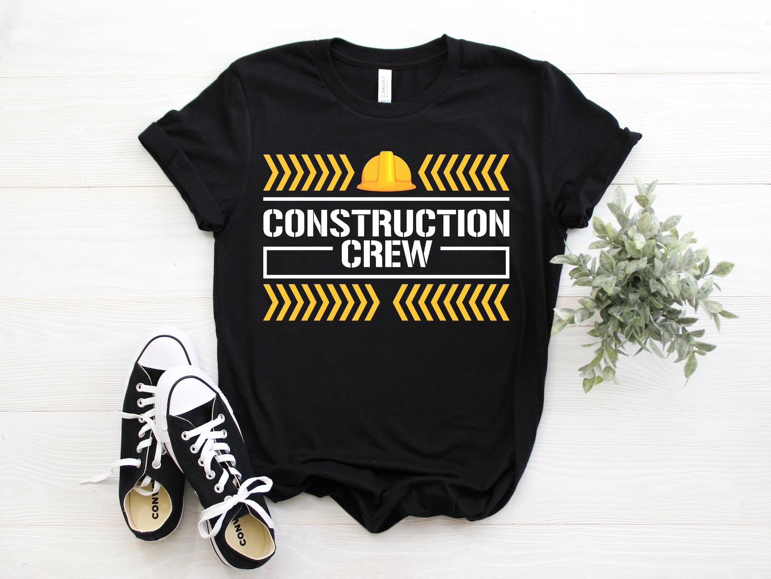 Matching Boys And Dad Mom Construction Digger Birthday Party Outfit T-Shirt, Excavator Construction Vehicle Tractor Lover Gift, Kids Family, 150