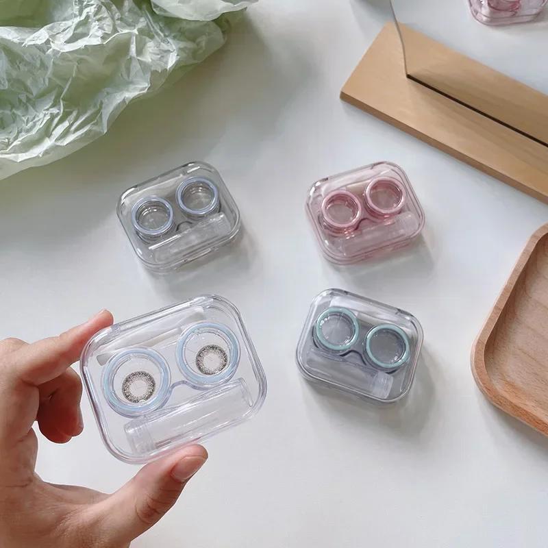 Tragbares Transparentes Pinzetten-Saugnapf-Stäbchen-Behälter-Set Tragbare Kontaktlinsenbox für Damen Reise-Kontaktlinsen-Etui Geschenk