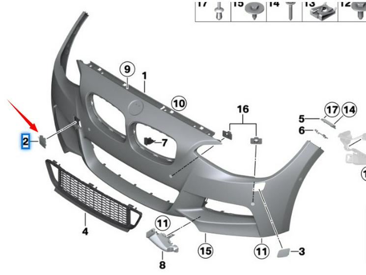 BMW Seria 1 F20/F21LCI Capac Cârlig Remorcare Bară Față (Piesa #51118064578)