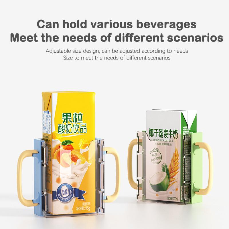 Cup Milk Holder Adjustable Safety Plastic Baby Toddler Juice Box Drinking Anti-Squeeze Cup Holder Adjustable Milk Cup Holder
