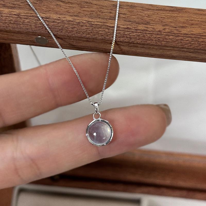 S925 Sterling Silver Aquamarine Necklace - Light Luxury Korean-Style with Sweet Temperament Clavicle Chain for Women