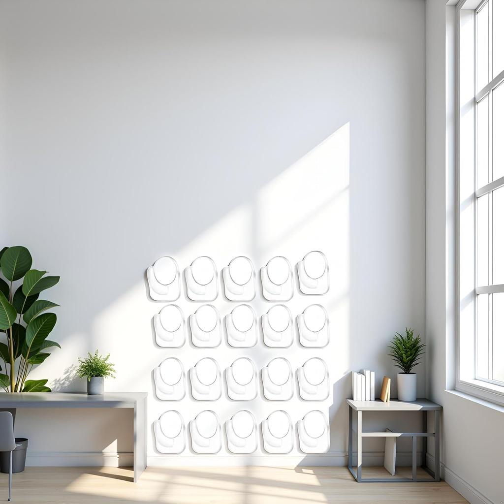 20-Pack Invisible Adhesive Hooks - Heavy Duty Clear Wall Hangers for Bathroom/Kitchen Organization, Damage-Free Removable Hooks for Towels, Utensils