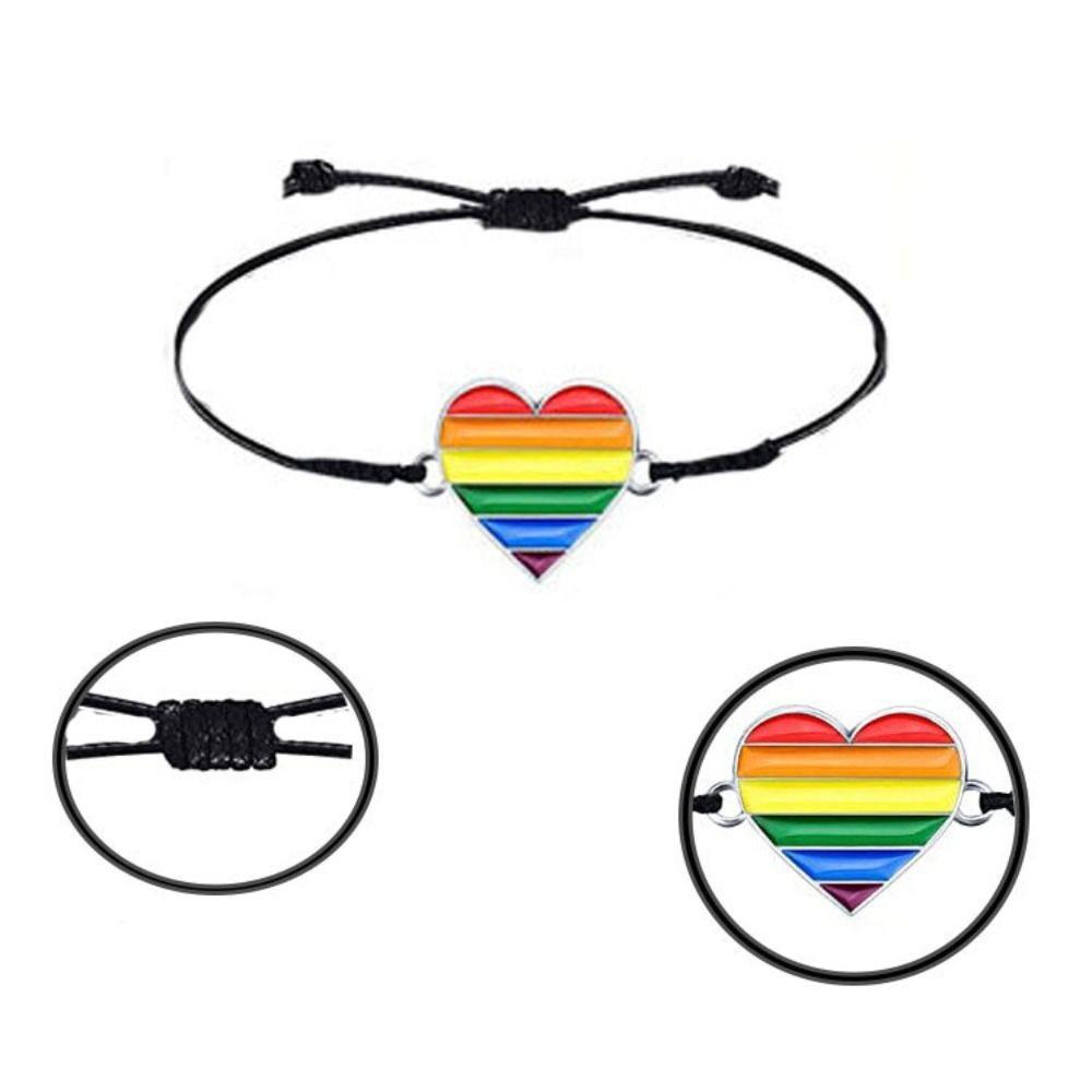 6Pcs Boho Rainbow Beaded Bracelet Love Heart Friendship Braided Rope  Pride Month