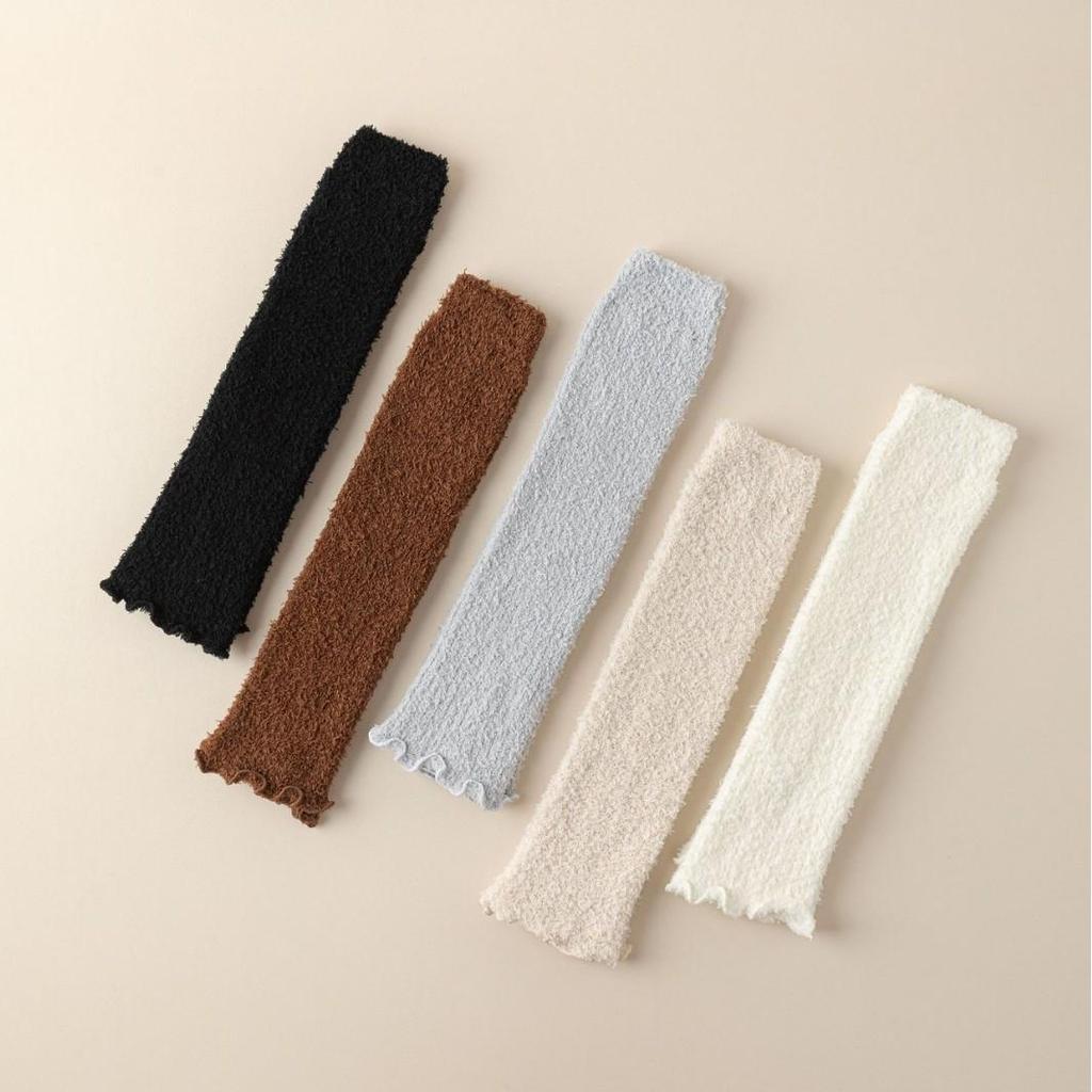 Koralowe getry z marszczeniem: Damskie nakolanniki Y2K jesienno-zimowe, pogrubione długie skarpety.